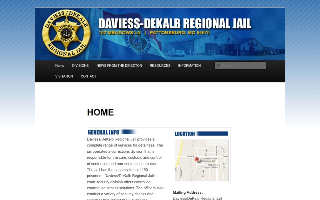 Daviess/DeKalb Regional Jail inmate custody homepage